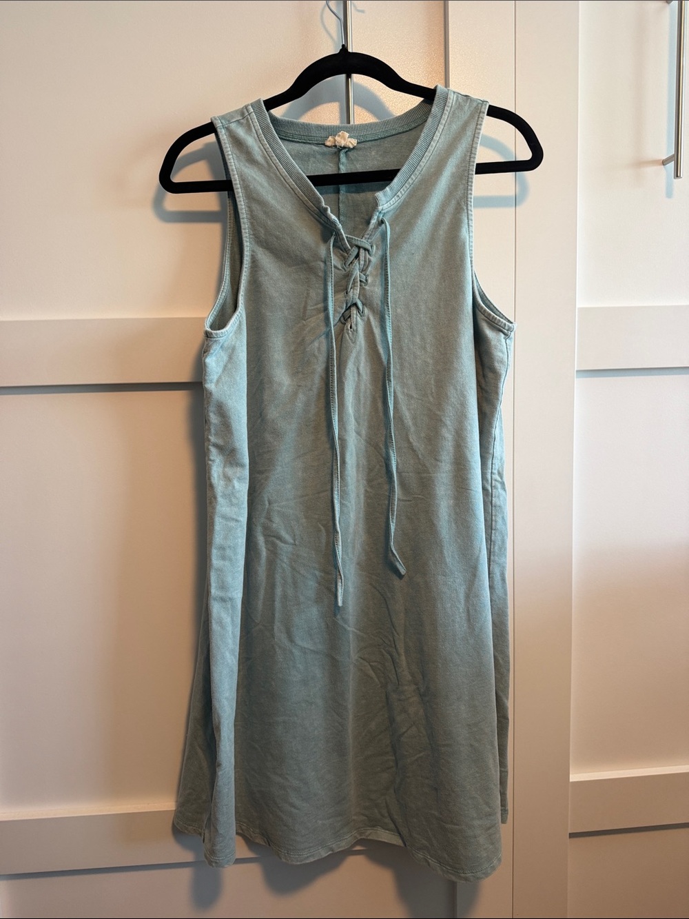 Hem & Thread Sage Green Lace-Up Sleeveless Dress